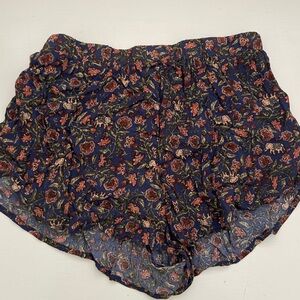 Forever 21 Floral Print Shorts - Blue and Red